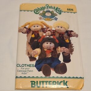 Cabbage Patch Kids Clothes Sewing Pattern 6826 Doll Vintage Western